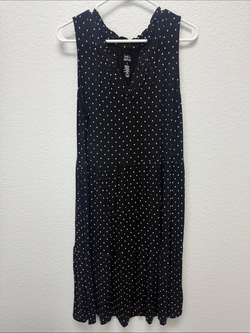 croft & barrow Black Midi Dress with White Polka Dots